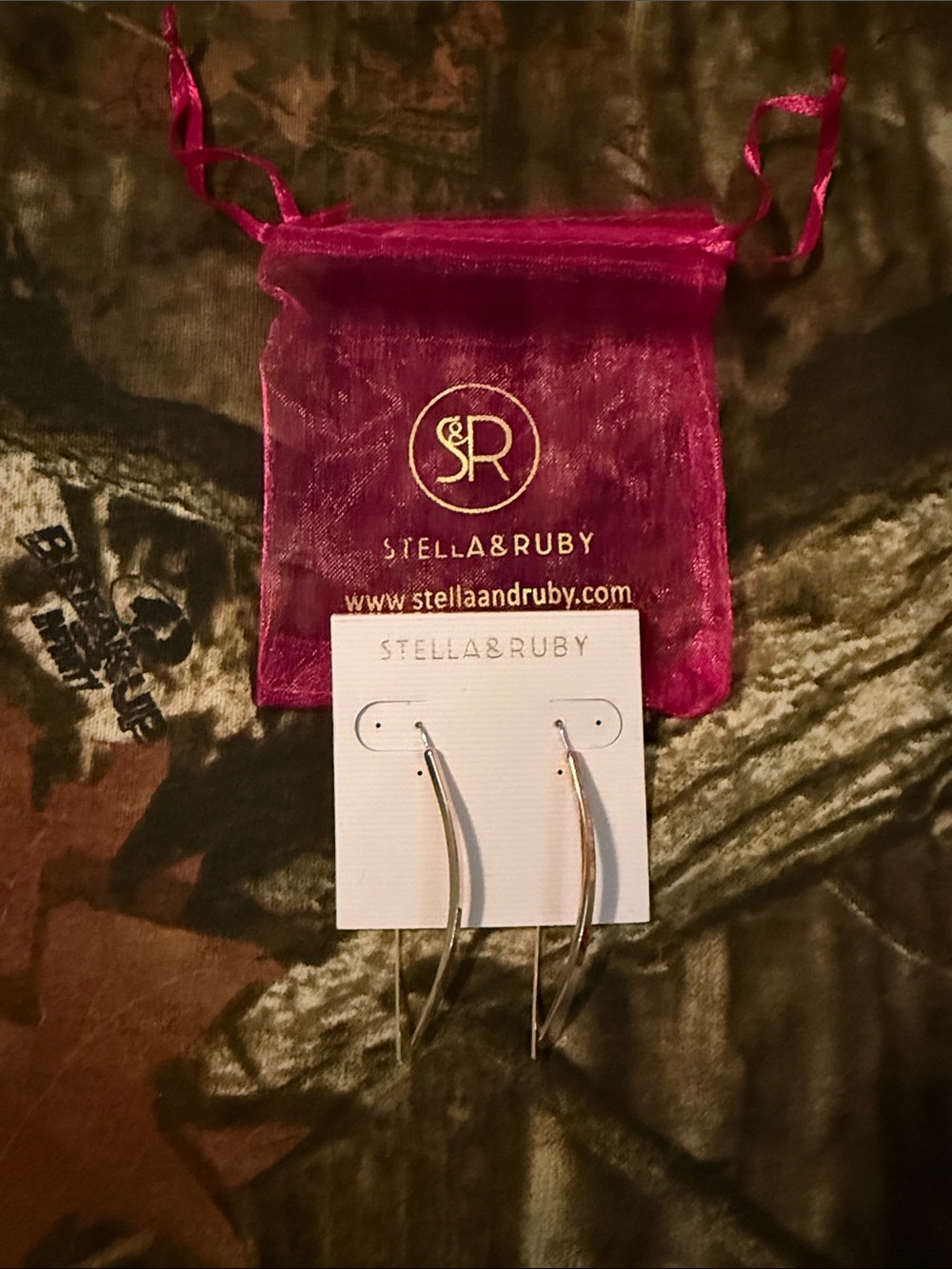 Goldtone Curved Hoop Earrings - Silver